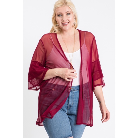 Sheer Burgundy Cardigan - Picture 4 of 4